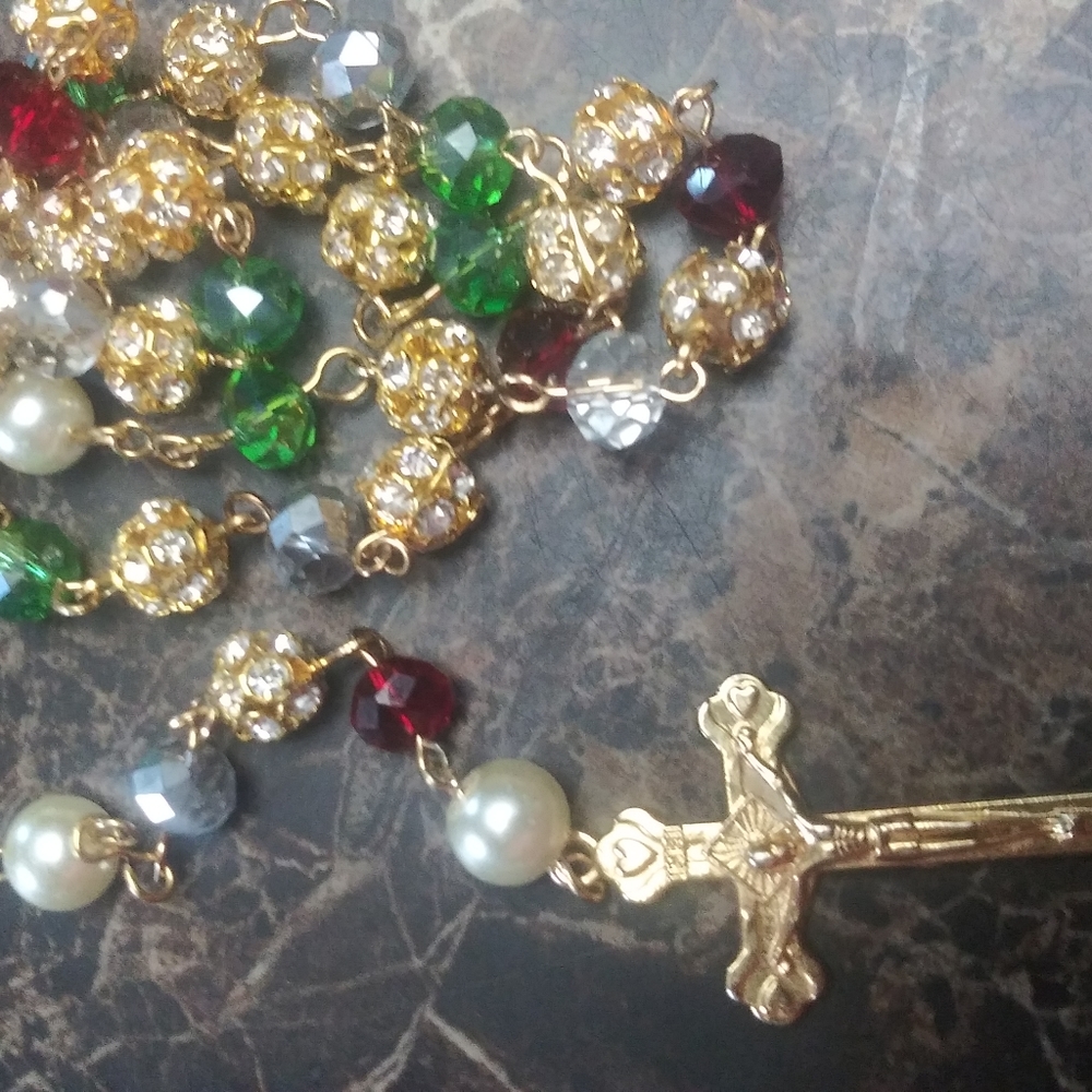 Rosario tri color de cristal